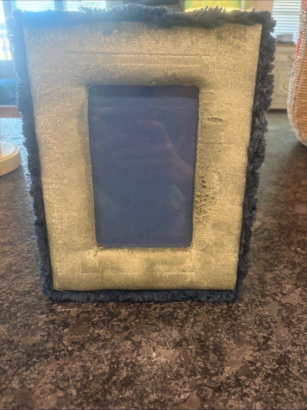 Plush Velvet Blue Photo Frame with Gold Liner